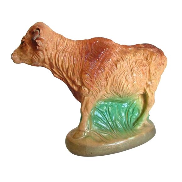 AS IS Vintage Nativity Cow Chalkware Figurine Decorative Collectible 3.5" Tall - Picture 3 of 7